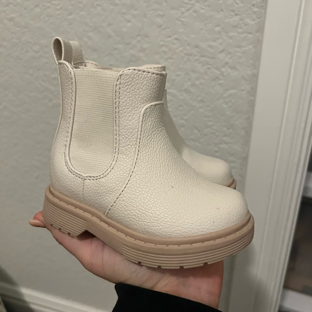 Cream and light pink boots